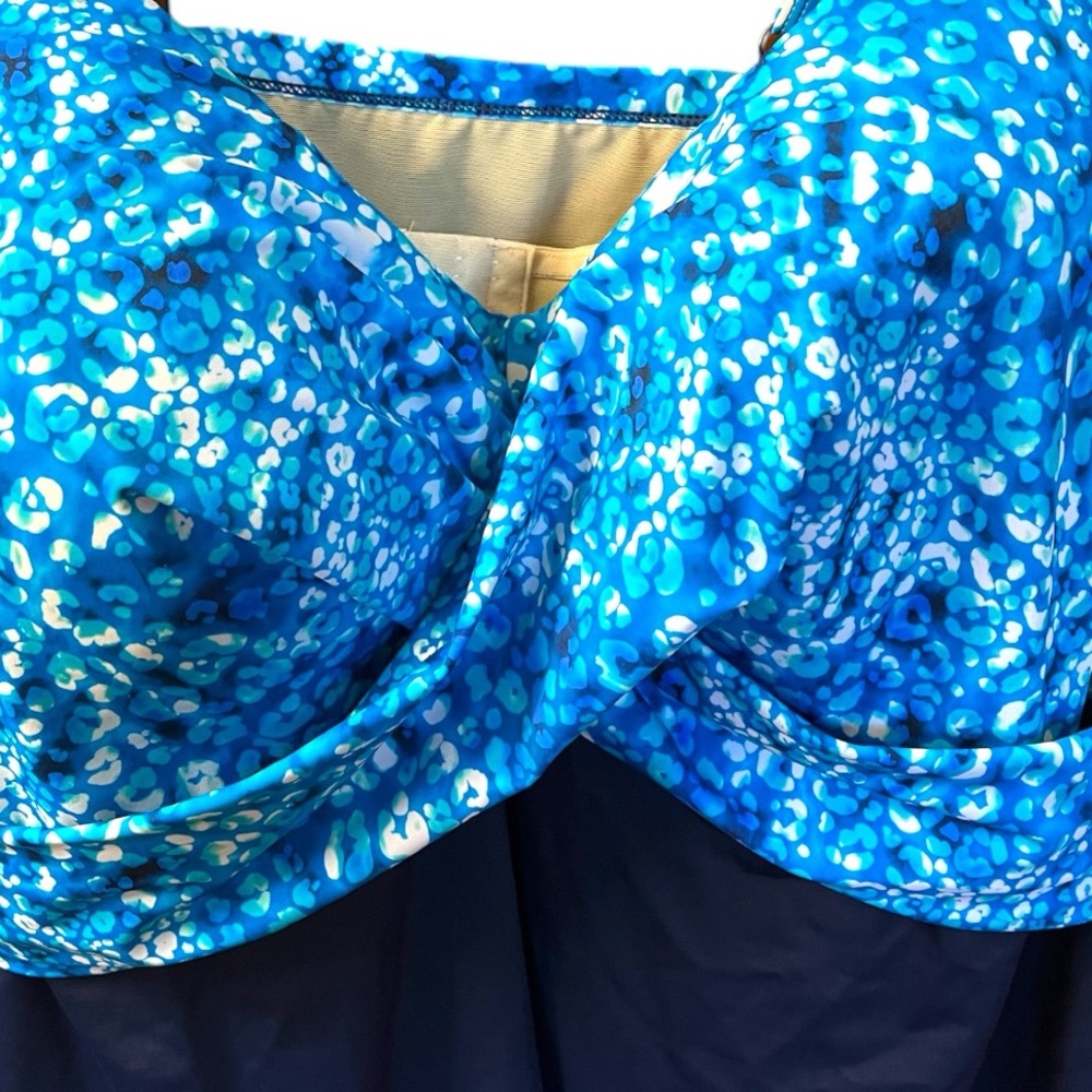 Swim365 Blue Criss Cross Tankini Top, 46DDD - Picture 3 of 10